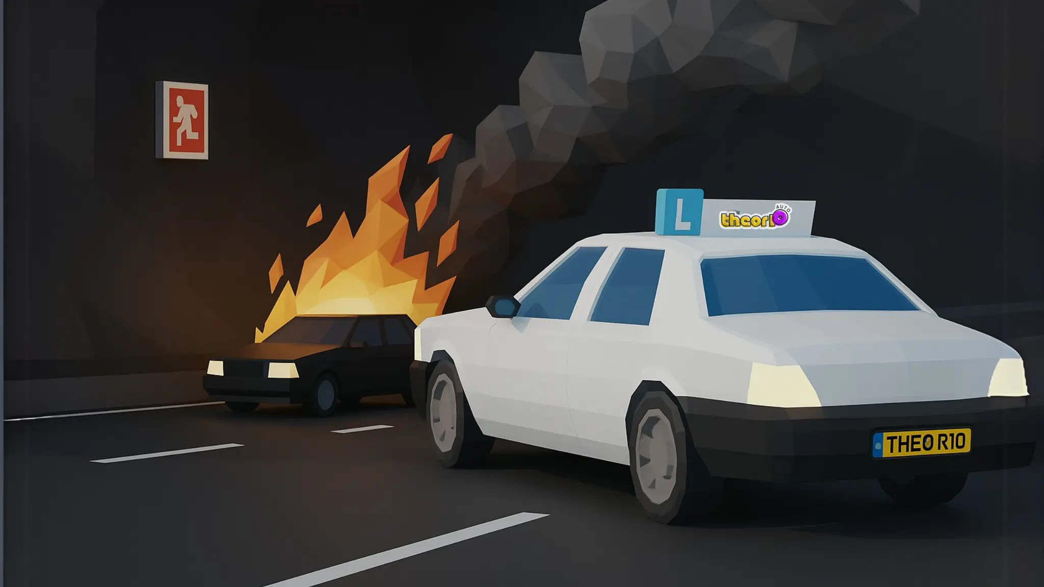 Auto pech brand in tunnel CBR auto theorie vraag